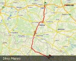 Mapa nové trasy autobusu Telč -Raabs